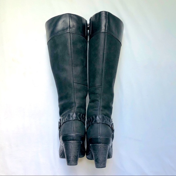 Clarks knee boots, comfortable 3” heel, black nubuck, size US 6.5M (EU38) - Picture 6 of 14